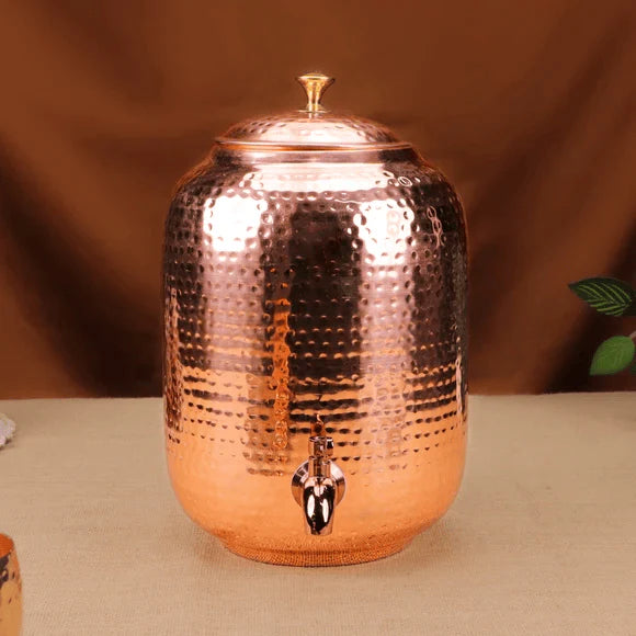 Pure Copper Hammered Water Dispenser | Ayurvedic Matka by PurelyCopper |4-Litre
