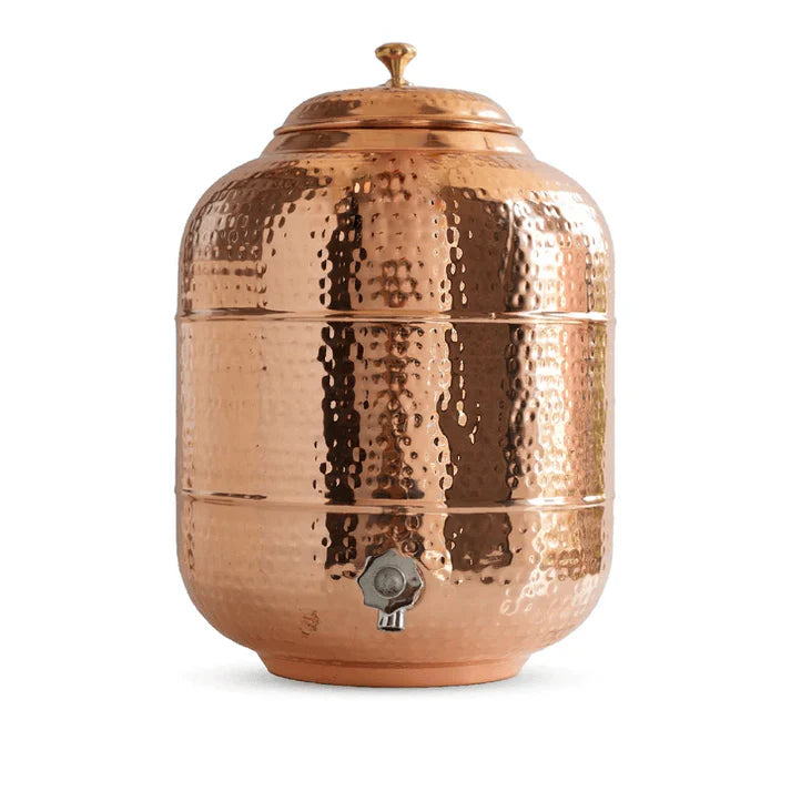 Pure Copper Hammered Water Dispenser | Ayurvedic Matka by PurelyCopper |4-Litre