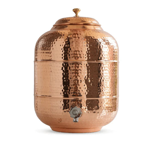 Pure Copper Hammered Water Dispenser | Ayurvedic Matka by PurelyCopper |4-Litre