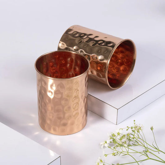 Set of 4 Ayurvedic Hammered Copper Glasses